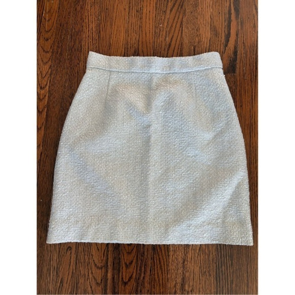 Carven Silver Metallic Tweed Mini Skirt Size 34 A-Line Cotton Blend 3106J330A